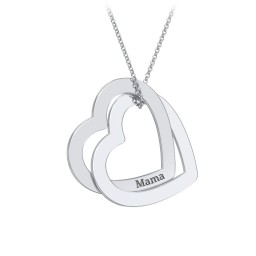 Engravable Interlocking Double Heart Pendant in 925 Sterling Silver