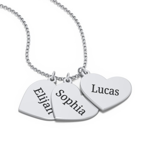 Engravable Hanging Hearts Necklace – Sterling Silver
