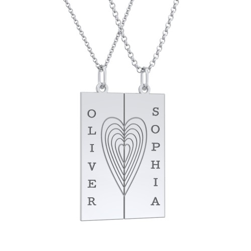 Engravable Split Bar Couples Necklace Set