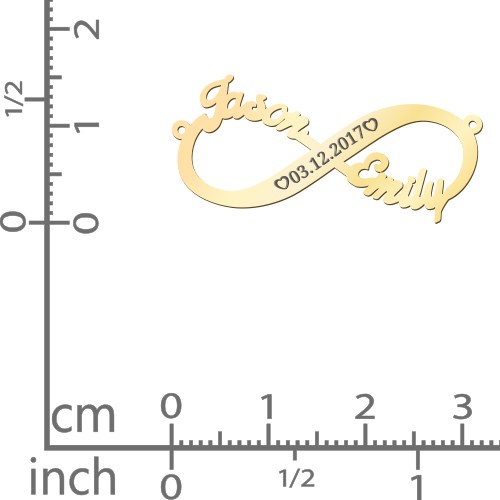 Engravable Two Name Infinity Necklace – 18K Gold Plated Silver