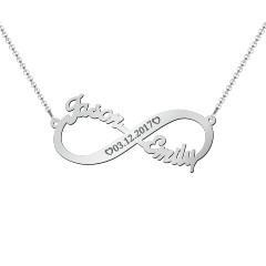 Engravable Two Name Infinity Necklace – Sterling Silver