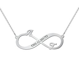 Engravable Two Name Infinity Necklace in 925 Sterling Silver