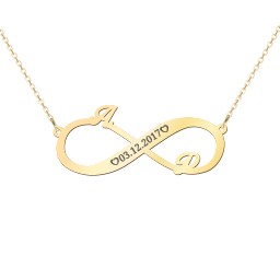 Engravable Two Name Infinity Necklace in 9K Solid Yellow Gold