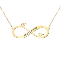 Engravable Two Name Infinity Necklace in 9K Solid Yellow Gold