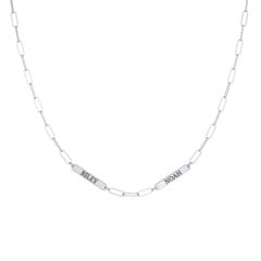 Mini Paper Clip Chain Necklace with 1 - 5 Engravable Bars