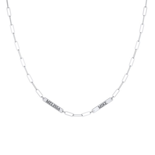 Mini Paper Clip Chain Necklace with 1 - 5 Engravable Bars