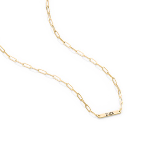 Mini Paper Clip Chain Necklace with 1 - 5 Engravable Bars