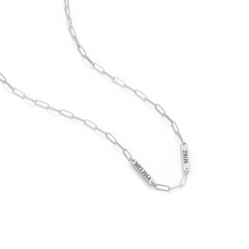 Mini Paper Clip Chain Necklace with 1 - 5 Engravable Bars