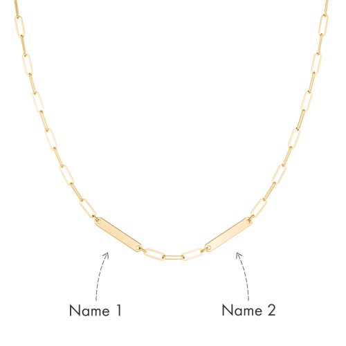 Mini Paper Clip Chain Necklace with 1 - 5 Engravable Bars