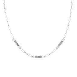 Mini Paper Clip Chain Necklace with 1 - 5 Engravable Bars in 925 Sterling Silver