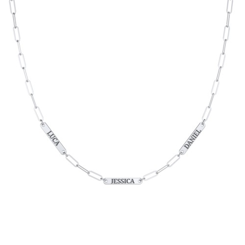 Mini Paper Clip Chain Necklace with 1 - 5 Engravable Bars – Sterling Silver