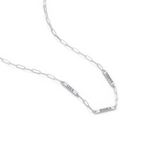 Mini Paper Clip Chain Necklace with 1 - 5 Engravable Bars – Sterling Silver