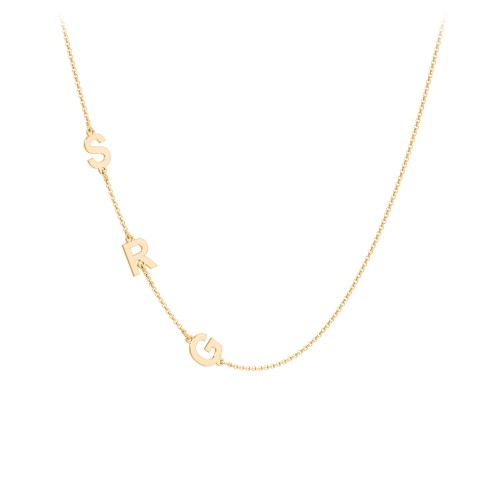 Personalised Initial Station Necklace with 3 Letters – 9kt Yellow Gold