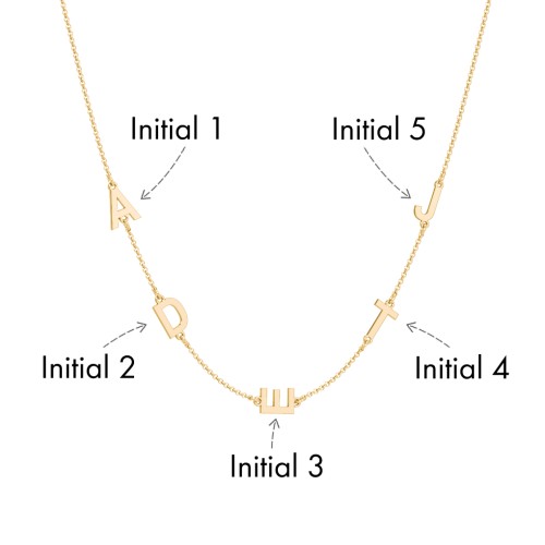 Personalised Initial Station Necklace with 5 Letters