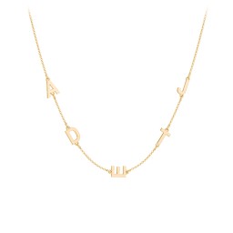 Personalised Initial Station Necklace with 5 Letters in 9K Solid Yellow Gold