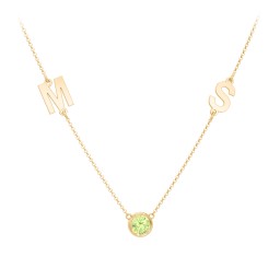 Personalised Initials Necklace with Bezel Set Birthstone