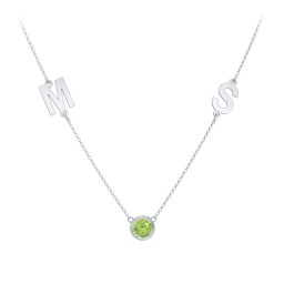 Personalised Initials Necklace with Bezel Set Birthstone