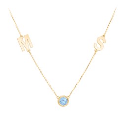 Personalised Initials Necklace with Bezel Set Birthstone