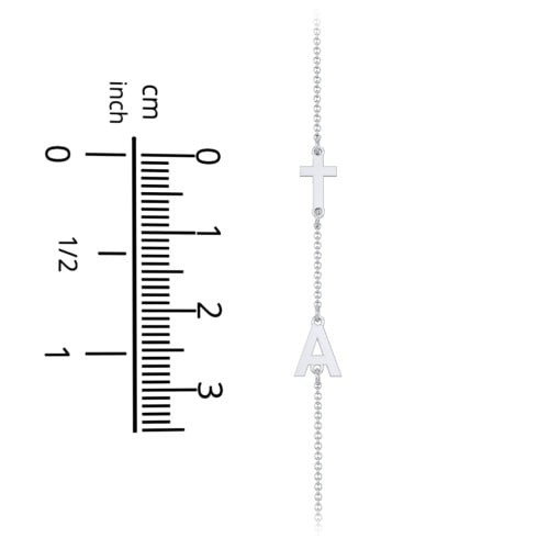 Personalised Offset Cross and Initial Necklace