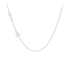 Personalised Offset Cross and Initial Necklace – Sterling Silver