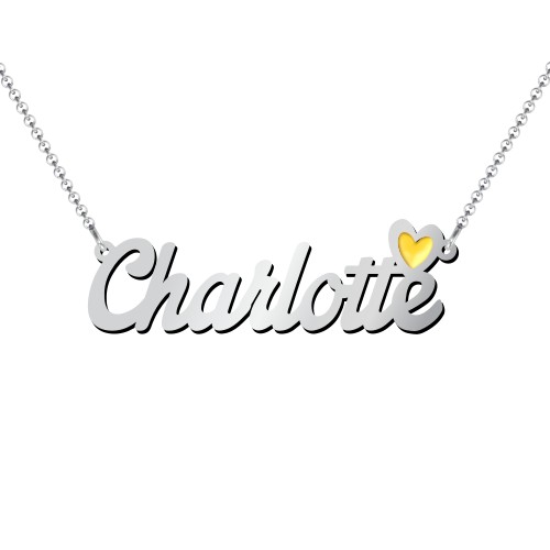 Personalised Name Necklace with Cold Enamel Heart