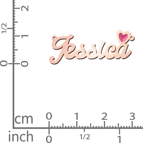 Personalised Name Necklace with Cold Enamel Heart – 9kt Rose Gold