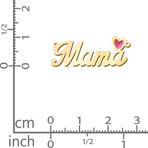 Personalised Name Necklace with Cold Enamel Heart – 9kt Yellow Gold
