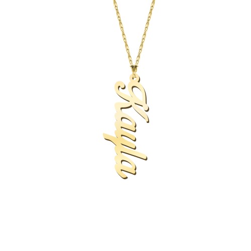 Personalised Vertical 1 Name Necklace in Glamorous Font