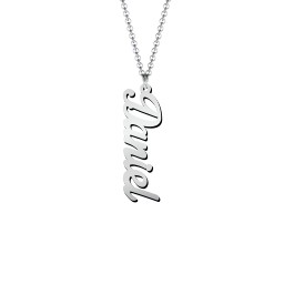Personalised Vertical 1 Name Necklace in Glamorous Font in 925 Sterling Silver