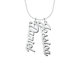 Personalised Vertical 2 Names Necklace in Glamorous Font