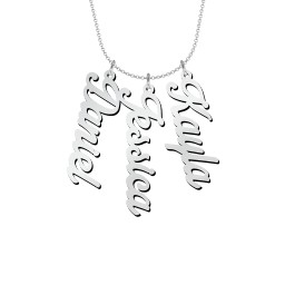 Personalised Vertical 3 Names Necklace in Glamorous Font