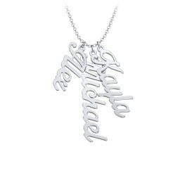 Personalised Vertical 3 Names Necklace in Glamorous Font