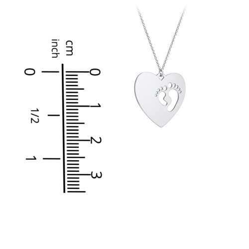 Engravable Heart with Baby Feet Cutouts Pendant – Sterling Silver