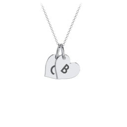 Initial 2 Heart Disc Necklace