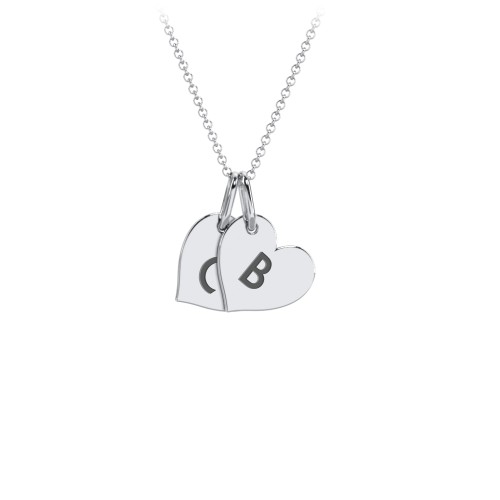 Initial 2 Heart Disc Necklace