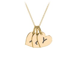 Initial 3 Heart Disc Necklace in 9K Solid Yellow Gold