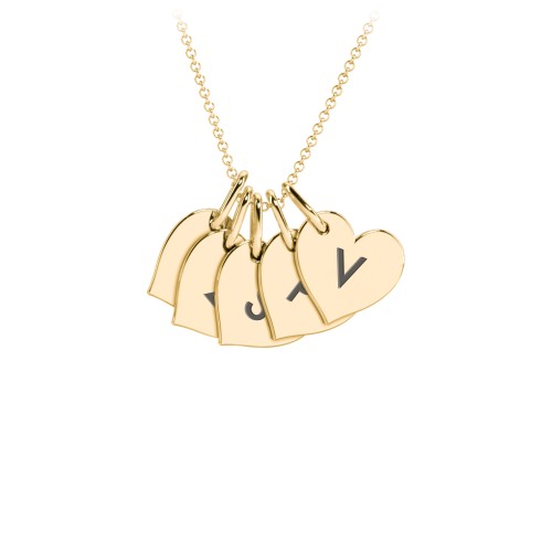 Initial 5 Heart Disc Necklace – 18K Gold Plated Silver