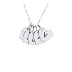 Initial 5 Heart Disc Necklace – Sterling Silver