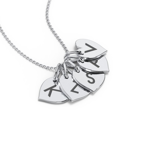 Initial 5 Heart Disc Necklace – Sterling Silver