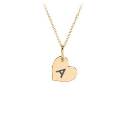 Initial Heart Disc Necklace in 18K Gold Plated Silver