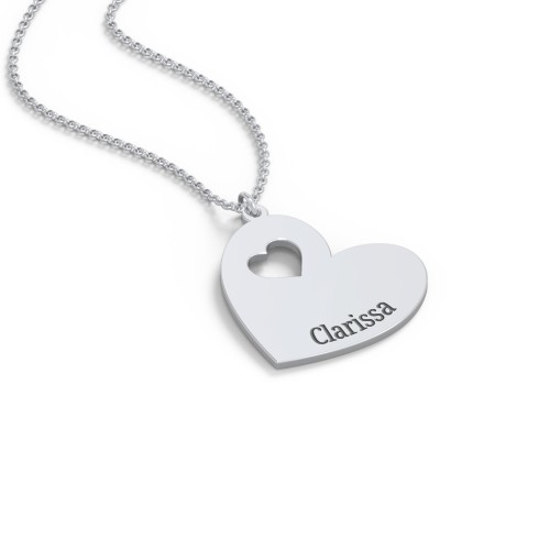 Engravable Heart In Heart Necklace with Heart Cutouts – Sterling Silver