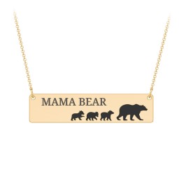 Engravable Mama Bear Bar Necklace with 3 Cubs