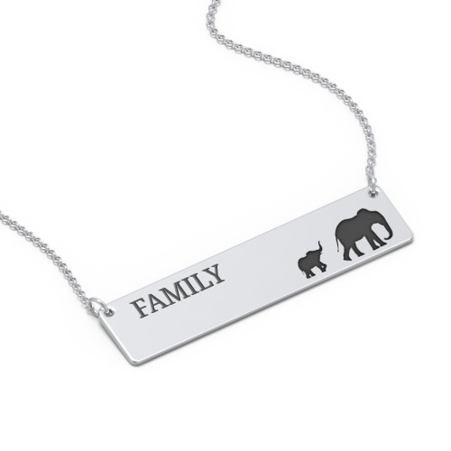 Engravable Mama Elephant Bar Necklace with 1 Calf