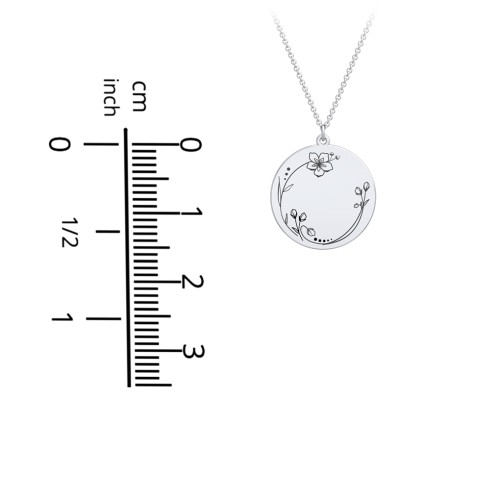 Engravable Floral Disc Necklace – Sterling Silver