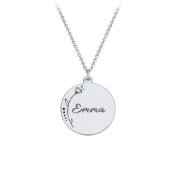 Engravable Floral Small Disc Necklace