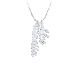 Personalised Vertical 2 Names Necklace in Emeril Font