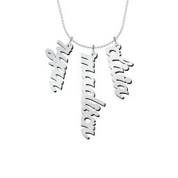 Personalised Vertical 3 Names Necklace in Emeril Font