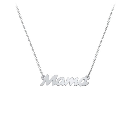 Mama Necklace In Cursive Font – Sterling Silver