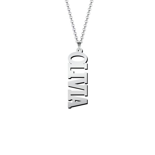 Personalised Varsity Vertical Name Necklace – Sterling Silver