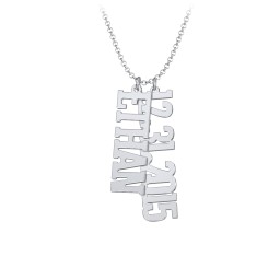 Personalised Varsity Vertical 2 Names Necklace in 925 Sterling Silver
